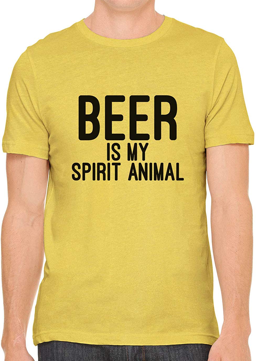 Beer is My Spirit Animal Cotton Crewneck Men Yellow T-Shirts