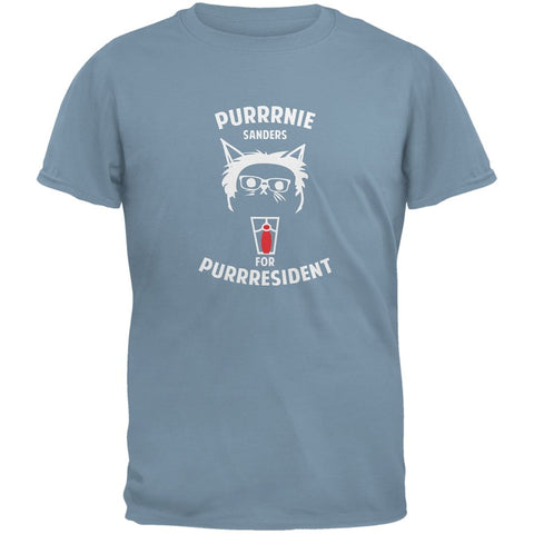 Bernie Sanders For Purrresident Stone Adult Blue T-Shirts