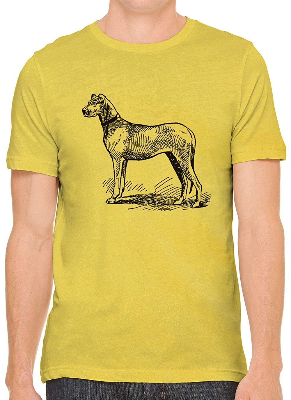 Big Farm Dog Cotton Crewneck Mens Yellow T-Shirts