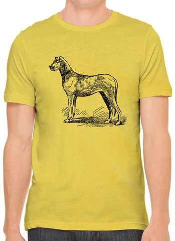 Big Farm Dog Cotton Crewneck Mens Yellow T-Shirts