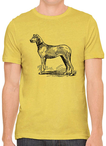 Big Farm Dog Cotton Crewneck Mens Yellow T-Shirts