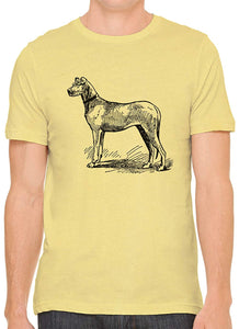 Big Farm Dog Cotton Crewneck Mens Yellow T-Shirts