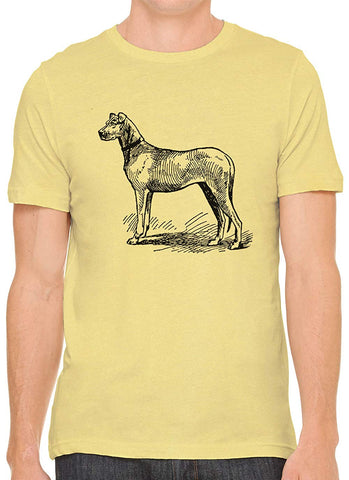 Big Farm Dog Cotton Crewneck Mens Yellow T-Shirts