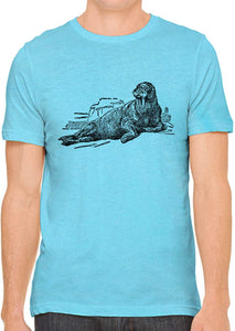 Big Ocean Walrus Cotton Crewneck Men Blue T-Shirts