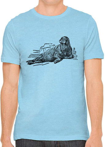 Big Ocean Walrus Cotton Crewneck Men Blue T-Shirts