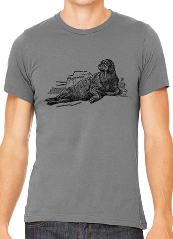 Big Ocean Walrus Cotton Crewneck Men Gray T-Shirts