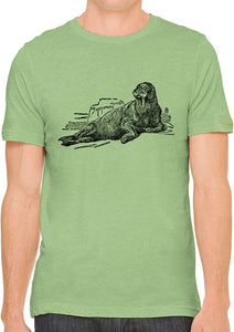 Big Ocean Walrus Cotton Crewneck Men Green T-Shirts