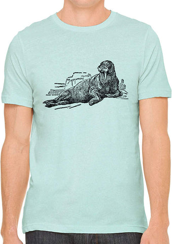 Big Ocean Walrus Cotton Crewneck Men Green T-Shirts