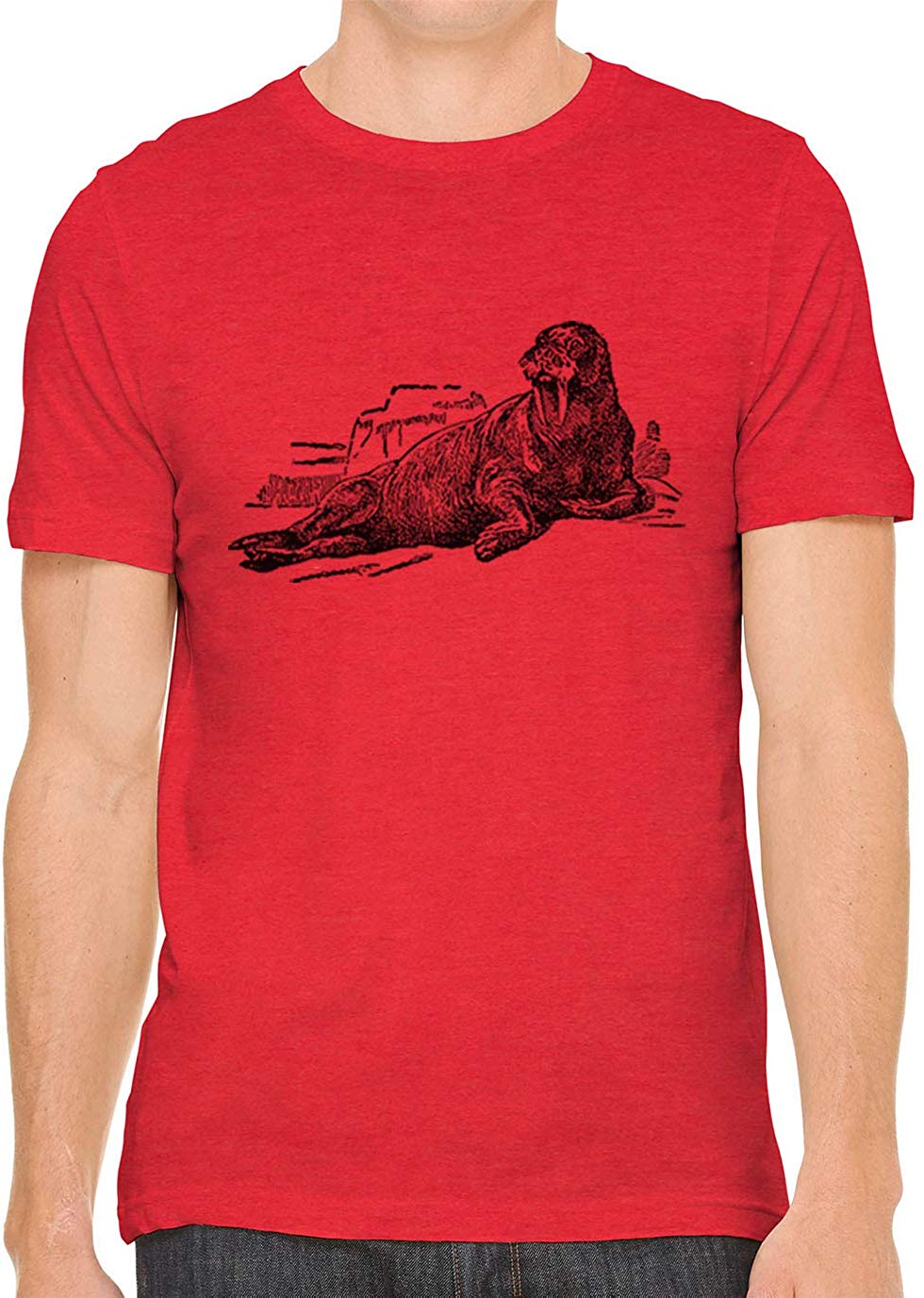 Big Ocean Walrus Cotton Crewneck Men Red T-Shirts