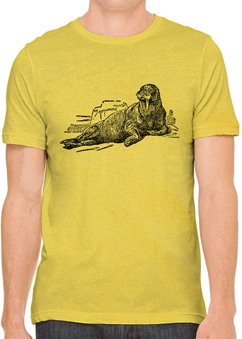 Big Ocean Walrus Cotton Crewneck Men Yellow T-Shirts