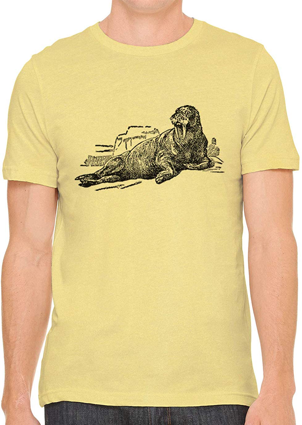 Big Ocean Walrus Cotton Crewneck Men Yellow T-Shirts