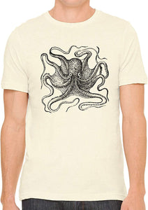 Big Octopus Cotton Crewneck Unisex Nature T-Shirts