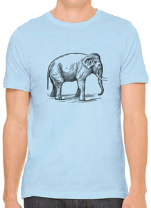 Big Wild Elephant Cotton Crewneck Unisex Blue T-Shirts