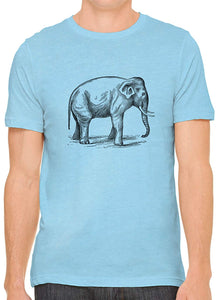 Big Wild Elephant Cotton Crewneck Unisex Blue T-Shirts