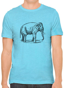 Big Wild Elephant Cotton Crewneck Unisex Blue T-Shirts