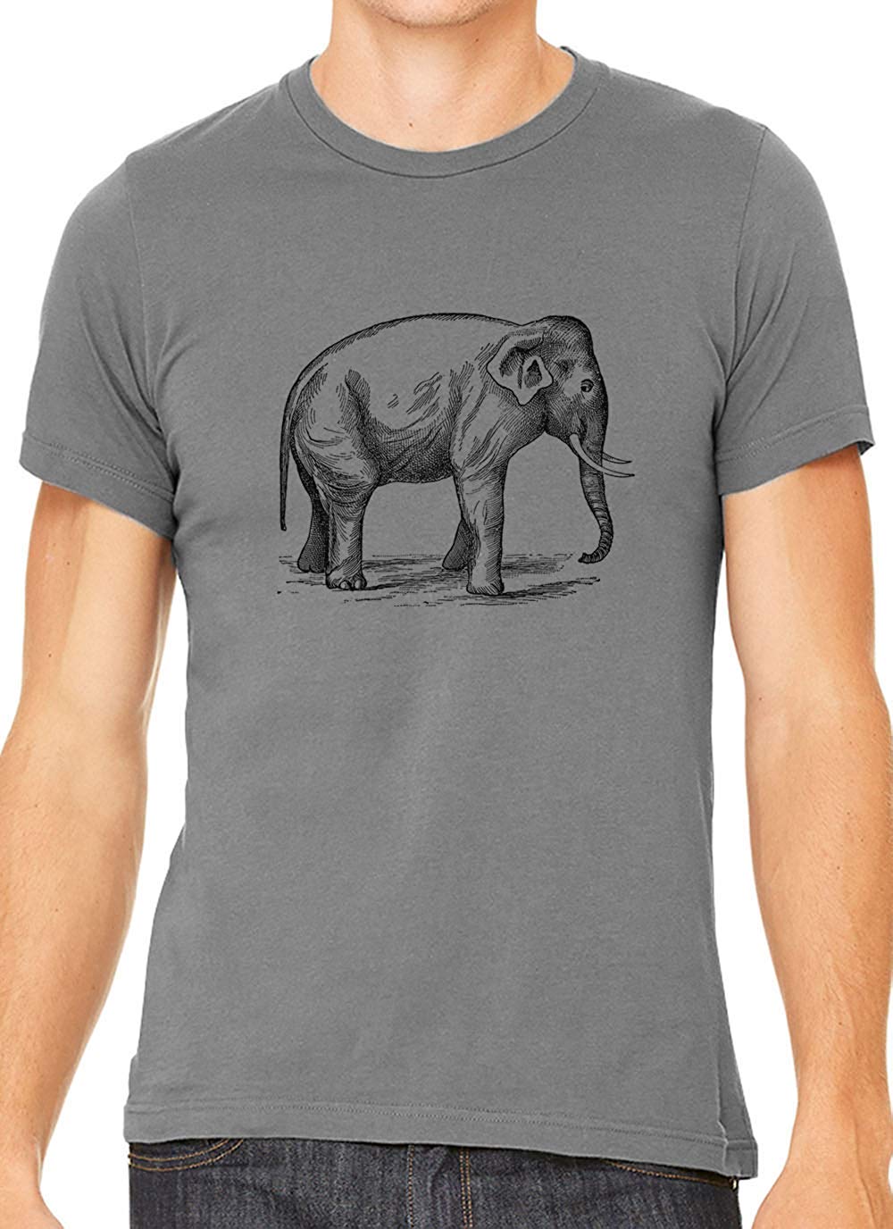 Big Wild Elephant Cotton Crewneck Unisex Gray T-Shirts