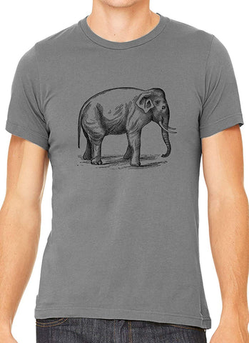 Big Wild Elephant Cotton Crewneck Unisex Gray T-Shirts