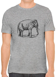 Big Wild Elephant Cotton Crewneck Unisex Gray T-Shirts