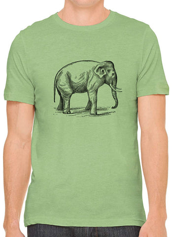 Big Wild Elephant Cotton Crewneck Unisex Green T-Shirts