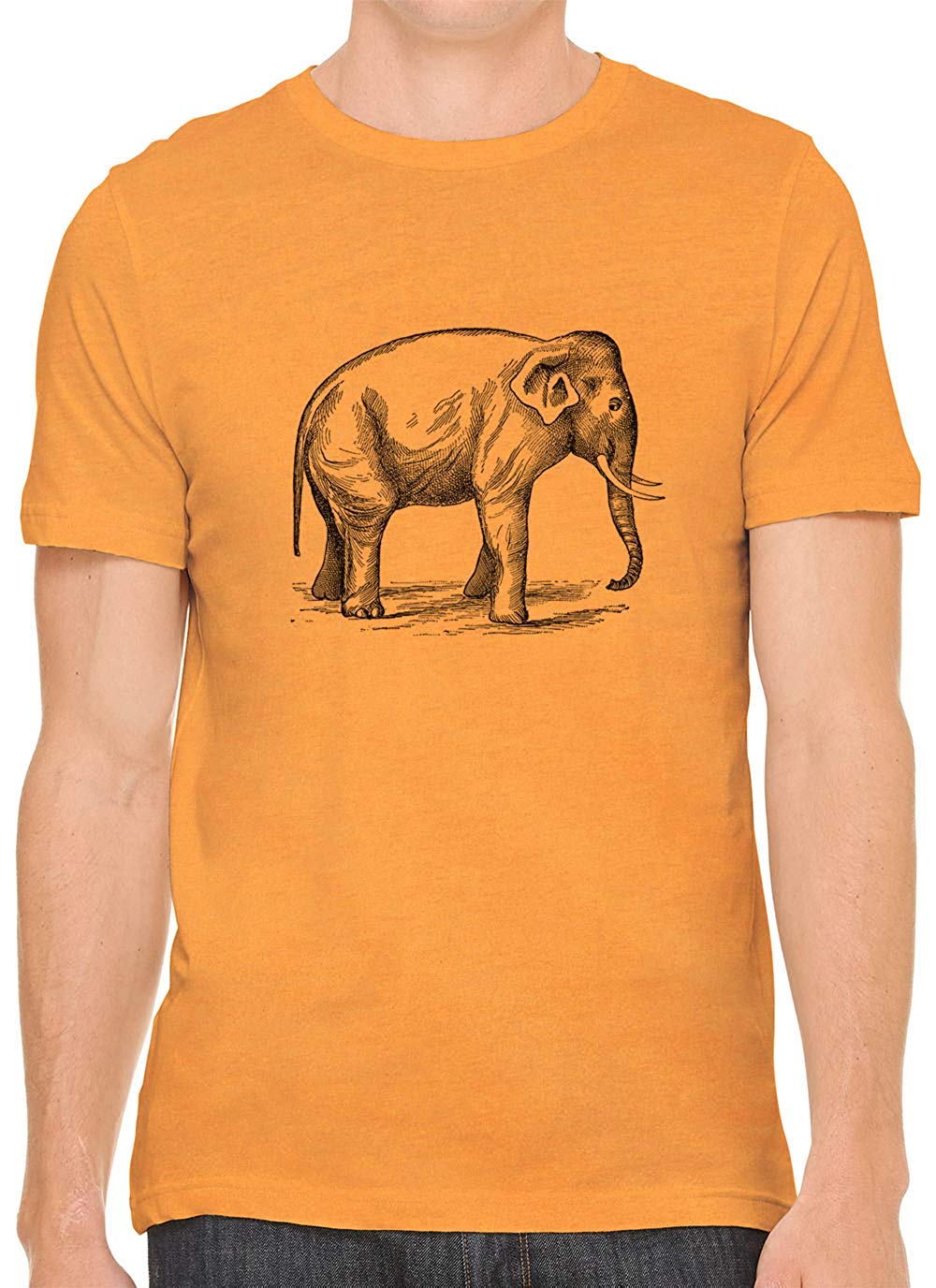 Big Wild Elephant Cotton Crewneck Unisex Orange T-Shirts