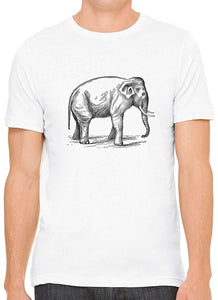 Big Wild Elephant Cotton Crewneck Unisex White T-Shirts