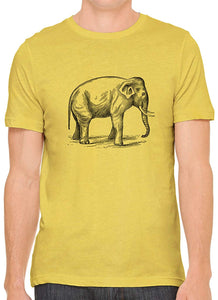 Big Wild Elephant Cotton Crewneck Unisex Yellow T-Shirts