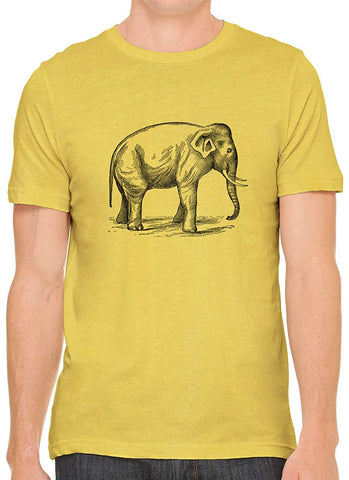 Big Wild Elephant Cotton Crewneck Unisex Yellow T-Shirts