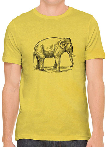 Big Wild Elephant Cotton Crewneck Unisex Yellow T-Shirts