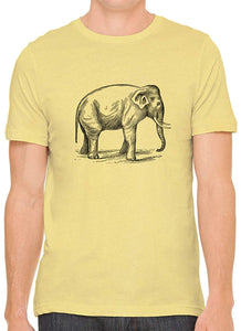 Big Wild Elephant Cotton Crewneck Unisex Yellow T-Shirts