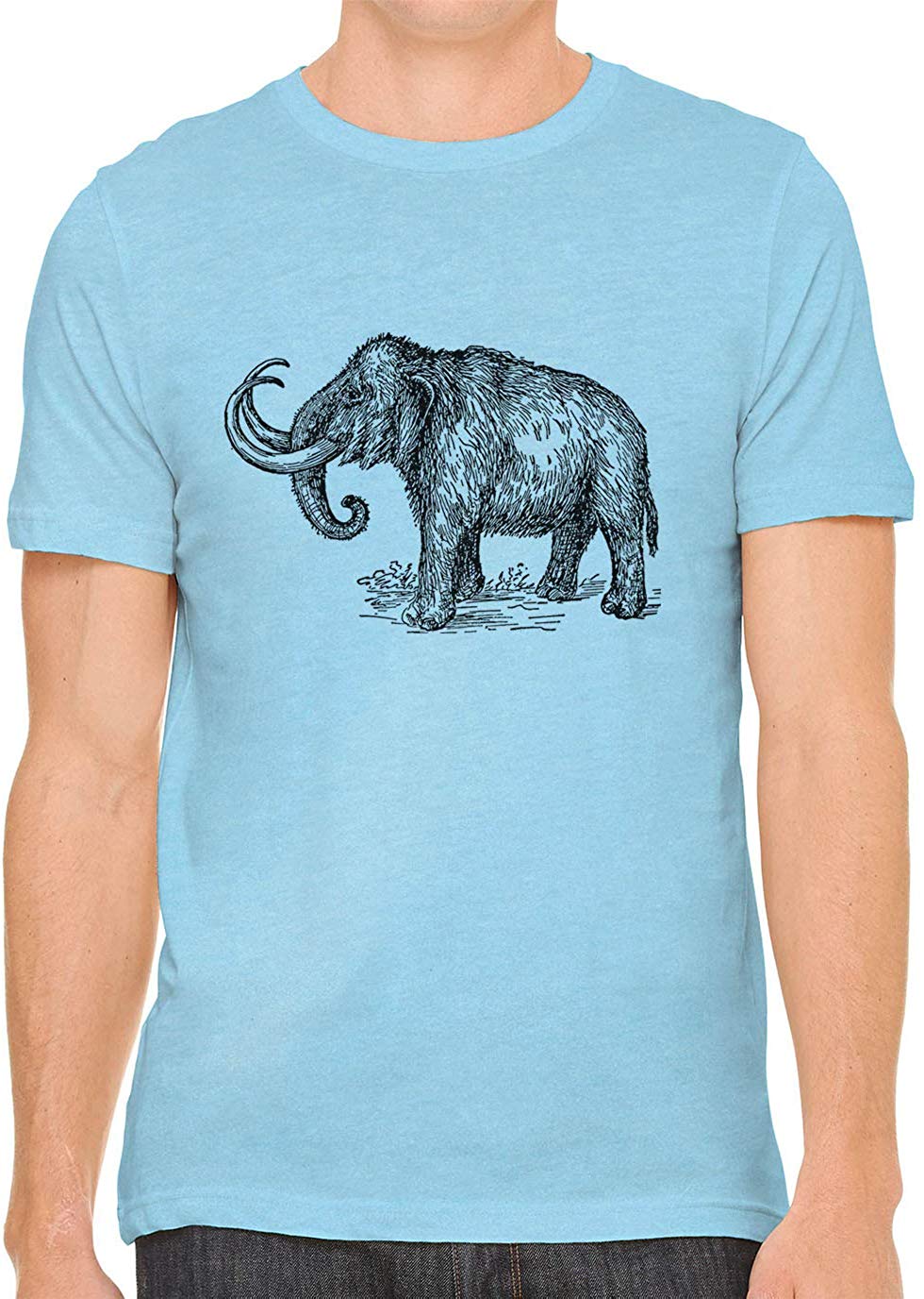 Big Wooly Mammoth Cotton Crewneck Unisex Blue T-Shirts