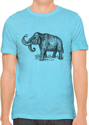 Big Wooly Mammoth Cotton Crewneck Unisex Blue T-Shirts