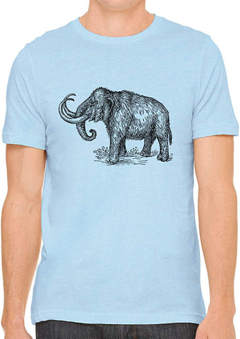 Big Wooly Mammoth Cotton Crewneck Unisex Blue T-Shirts