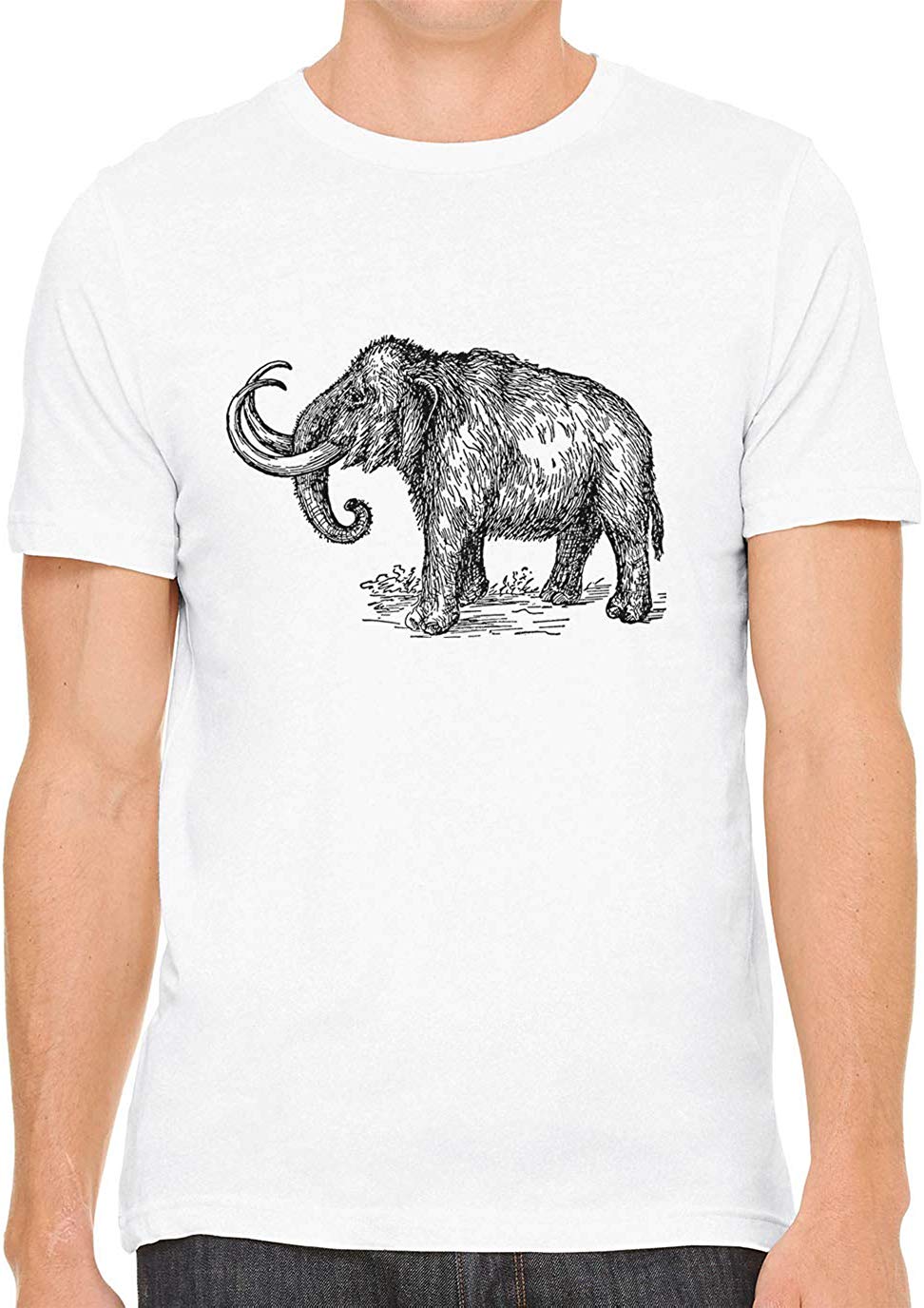 Big Wooly Mammoth Cotton Crewneck Unisex White T-Shirts