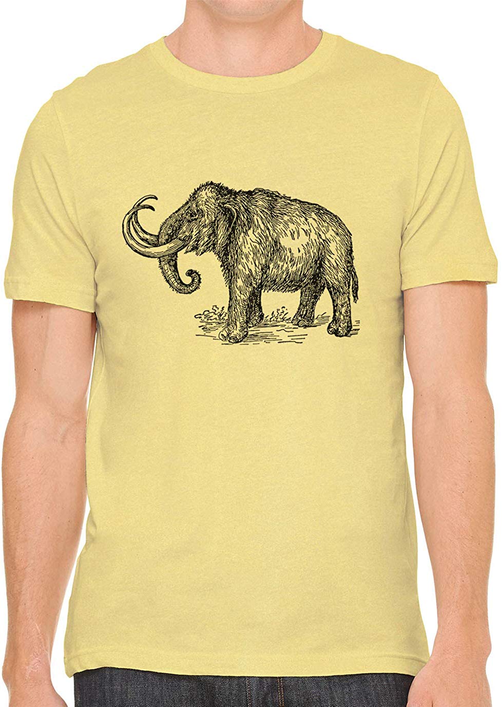 Big Wooly Mammoth Cotton Crewneck Unisex Yellow T-Shirts