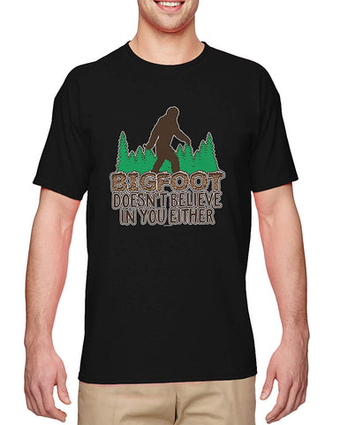 Bigfoot Doesn't Believe in You Either-Funny Men's Black T-Shirts