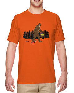 Bigfoot Drinking Beer-Drunk Sasquatch Party Men's Orange T-Shirts