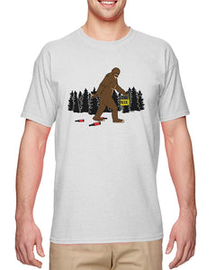 Bigfoot Drinking Beer-Drunk Sasquatch Party Men's White T-Shirts