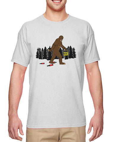 Bigfoot Drinking Beer-Drunk Sasquatch Party Men's White T-Shirts