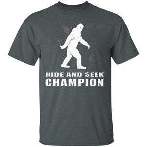 Bigfoot Sasquatch Hide and Seek Champion Funny grey T-Shirts