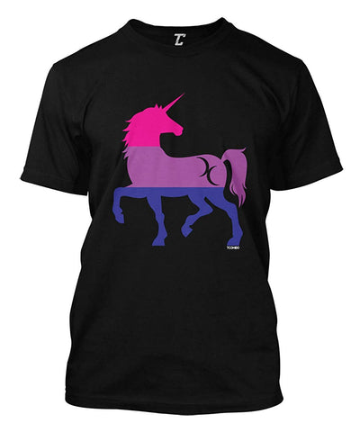 Bisexual Unicorn Silhouette-LGBTQ Pride Men's Black T-Shirts