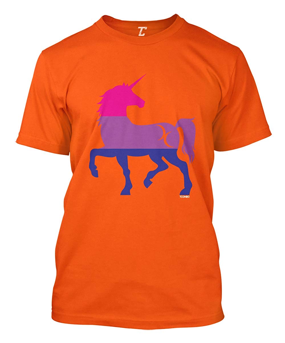 Bisexual Unicorn Silhouette-LGBTQ Pride Men's Orange T-Shirts