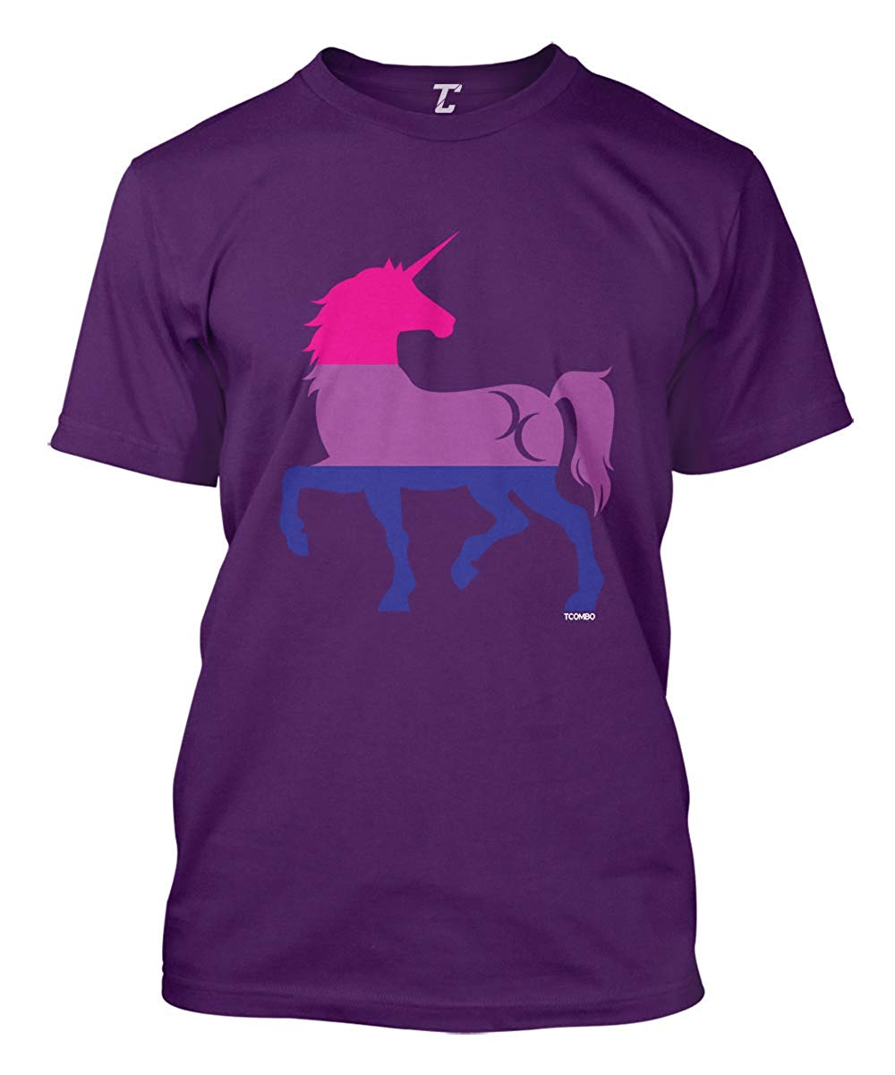 Bisexual Unicorn Silhouette-LGBTQ Pride Men's Purple T-Shirts