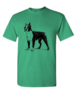 Boston Terrier-Mens Cotton Green T-Shirts