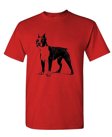 Boston Terrier-Mens Cotton Red T-Shirts