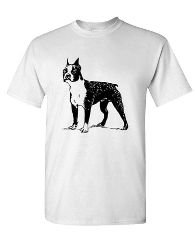 Boston Terrier-Mens Cotton White T-Shirts