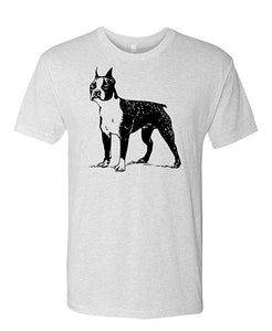 Boston Terrier-Mens Cotton White T-Shirts