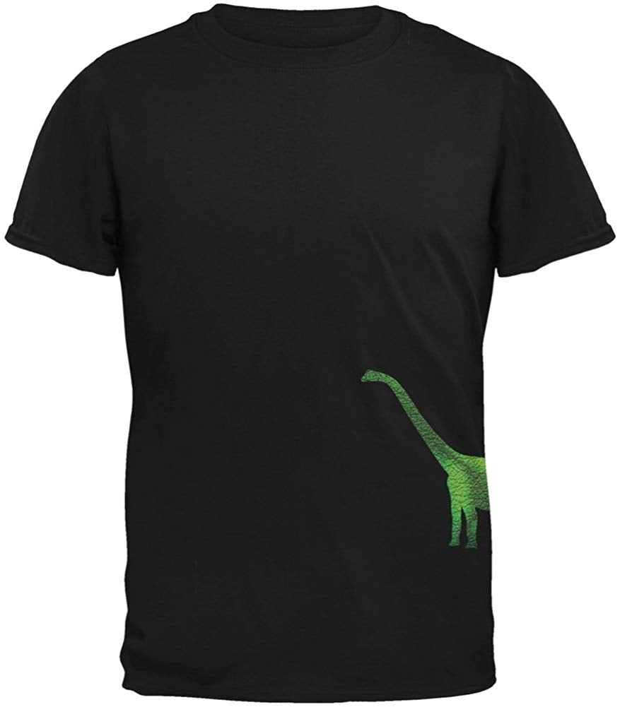 Brachiosaurus Dinosaur Distressed Adult Black T-Shirts