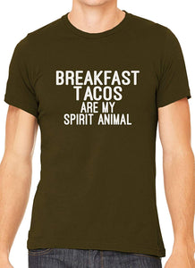 Breakfast Tacos are My Spirit Animal Cotton Men Brown T-Shirts