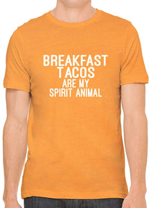 Breakfast Tacos are My Spirit Animal Cotton Men Orange T-Shirts