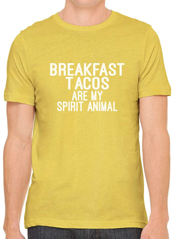 Breakfast Tacos are My Spirit Animal Cotton Men Yellow T-Shirts